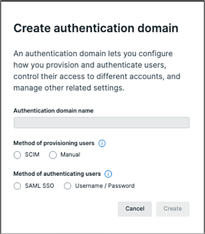 Screenshot of Creat authentication domain